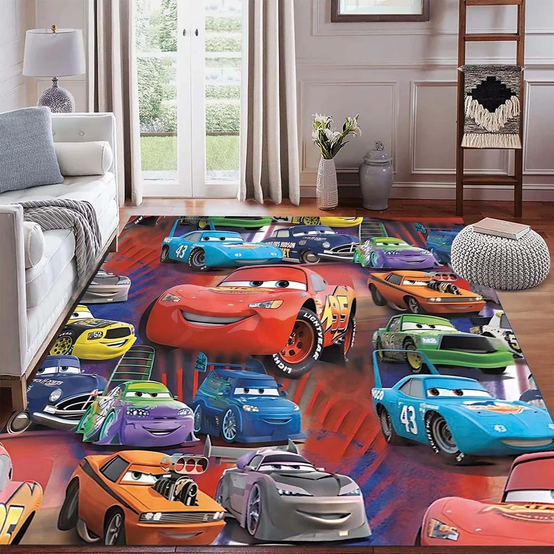 Ruggable Car Rug Colorful Cartoon Race Cars Rug, Kids Room Decor, Fun Racing Theme Area ...