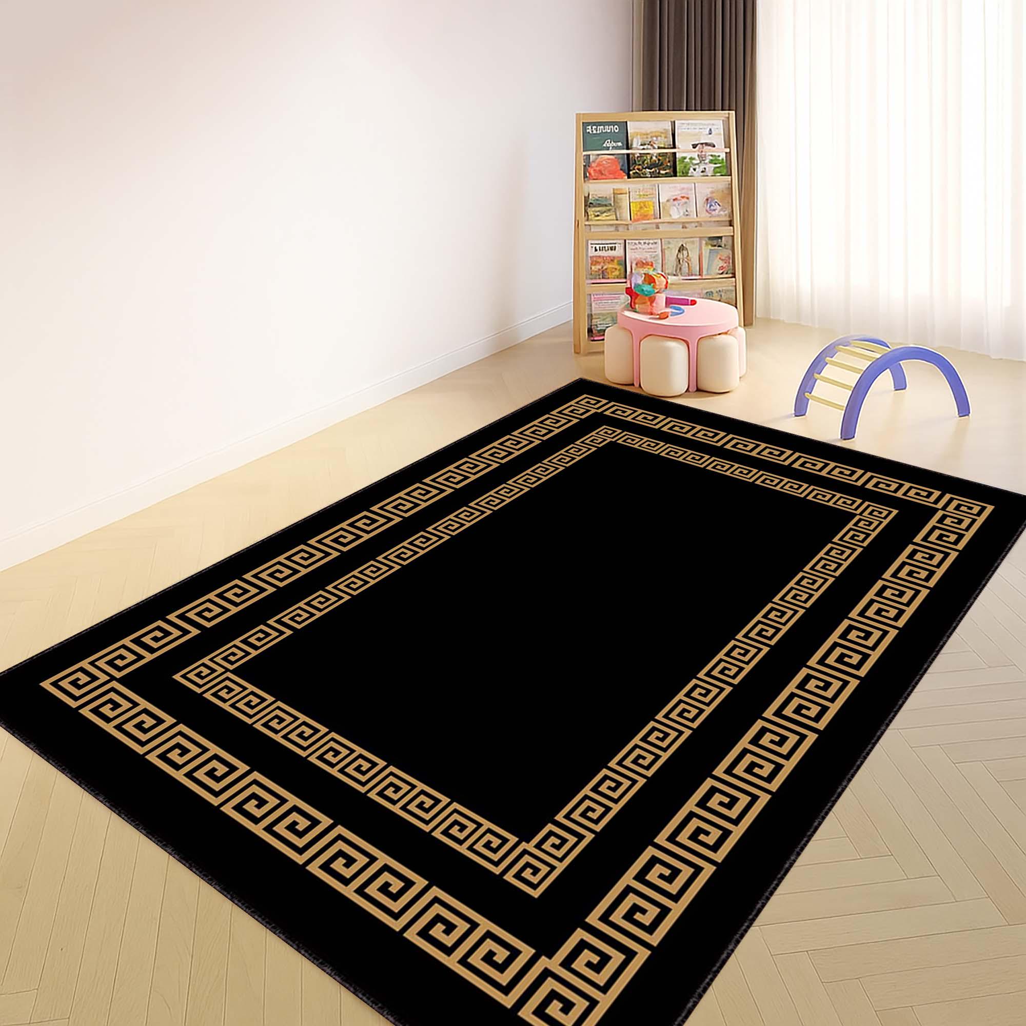 Greek Key Gold Rug Greek Key Rug, Modern Geometric Carpet, Elegant Home Decor, Modern Edge ...