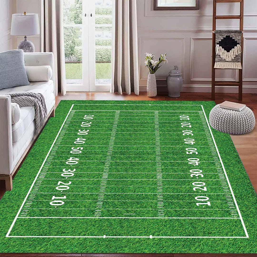 Football Filed Rugg Football Field Rug, Sports Game Room Decor, American Football Floor ...