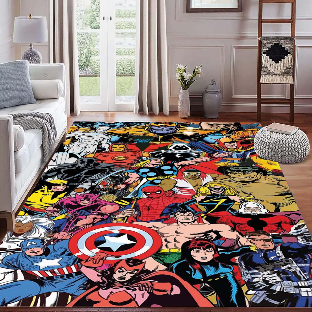 Retro Comic Superhero Rug, Pattern Pop Art Design Colorful Rug,vintage ...