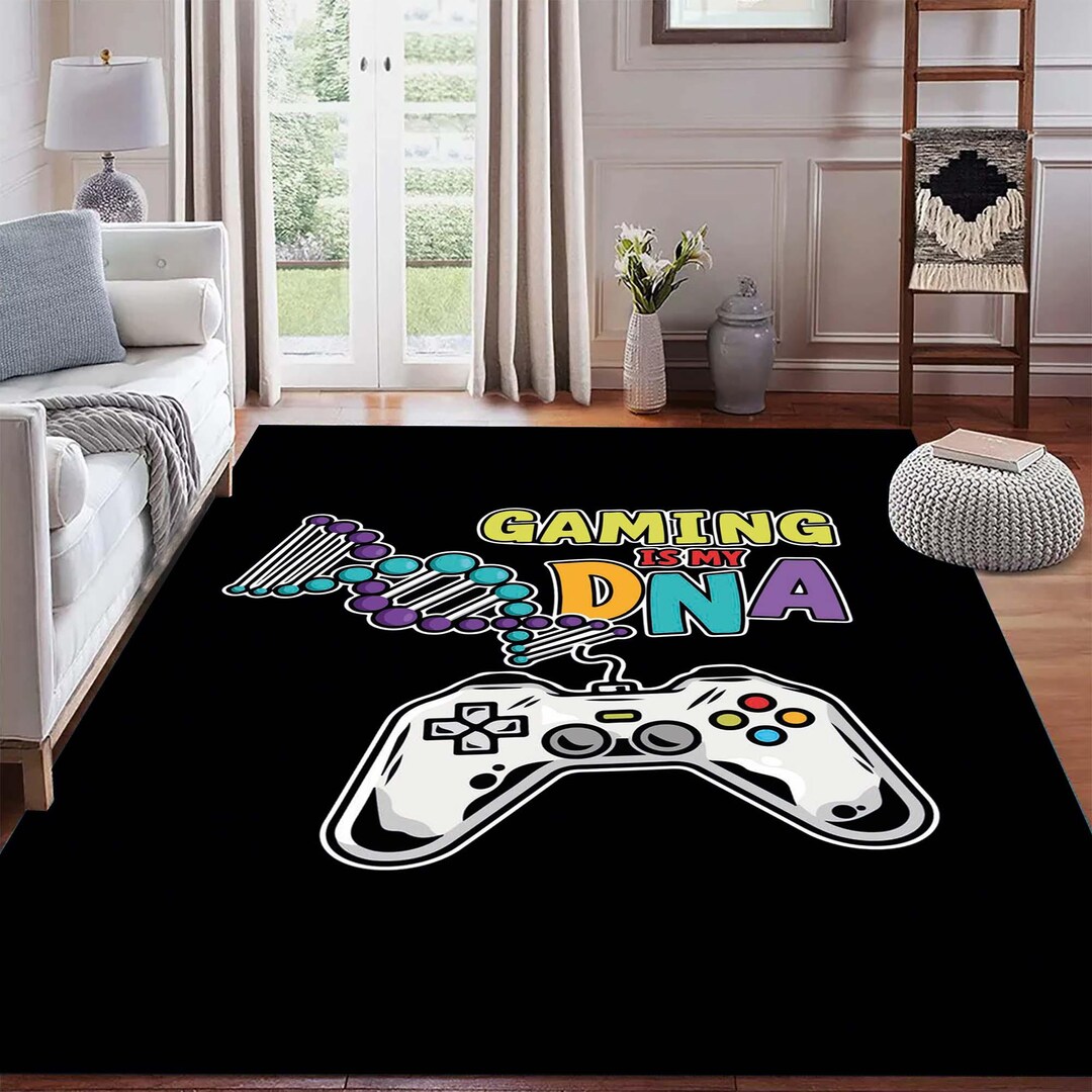 Gaming Dna Rug, Colorful Game Controller Design, Modern Digital Print ...