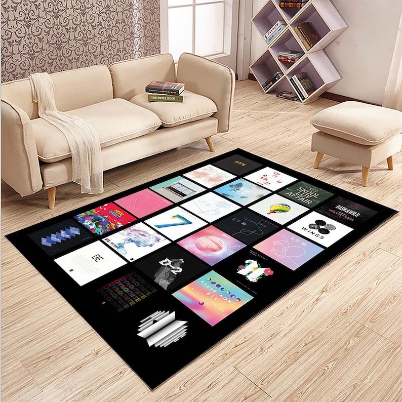 BTS Album Cover Collage Design Colorful Kpop Inspired Modern Area Rug ...