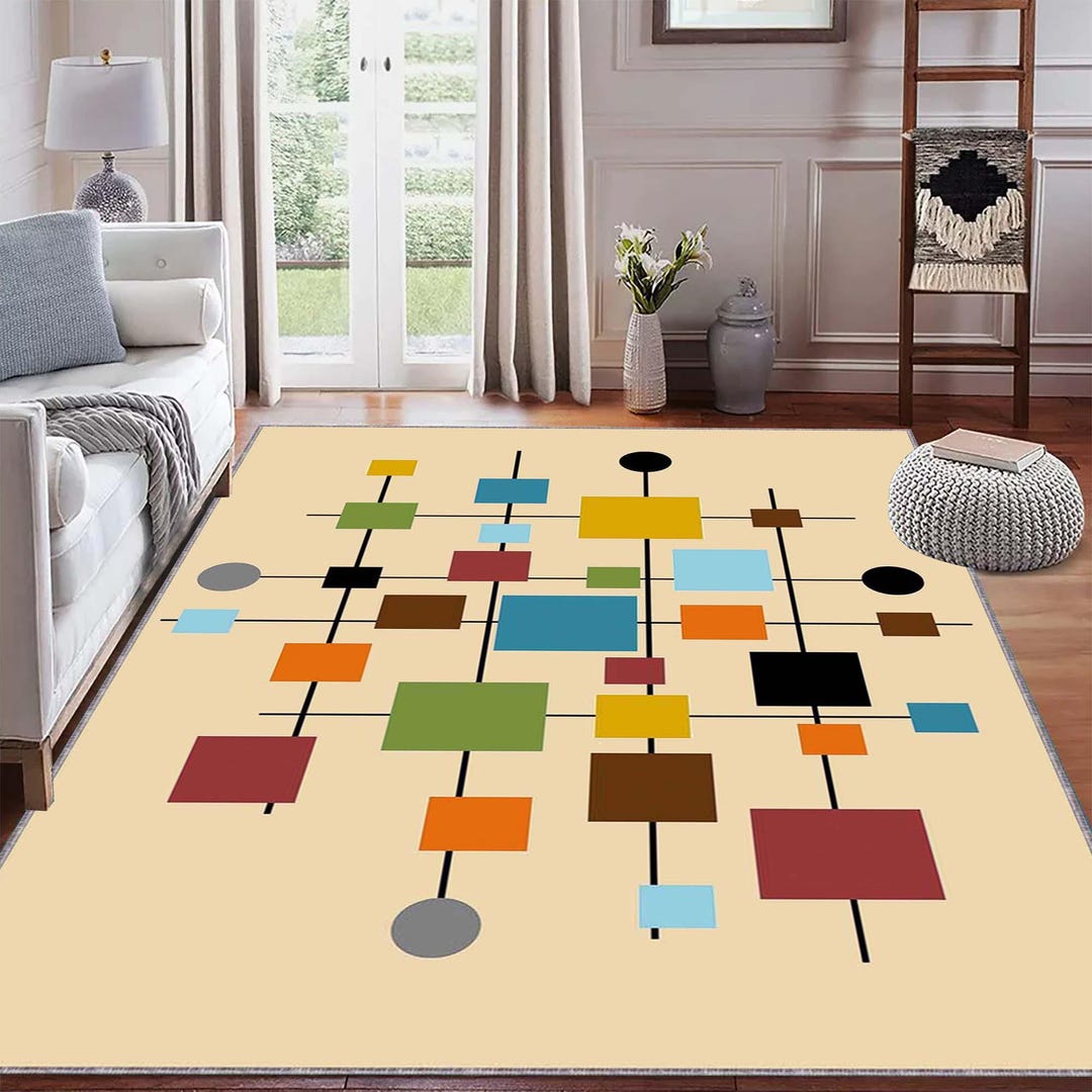Generic Rug Designs Rug, Modern Geometric Abstract Pattern Bauhaus Style With Colorful ...