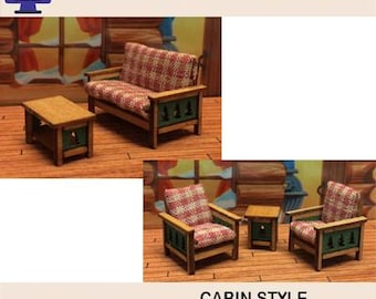 1:48 Scale (1/4" Scale) Cabin Living Room, Laser Cut Files (Digital Download)