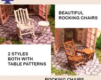 1:48 Scale (1/4" Scale) Rocking Chairs with Side Tables, Laser Cut Files (Digital Download)