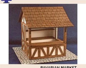 1:48 Scale (1/4" Scale) Bavarian Market Stall, Laser Cut Files (Digital Download)