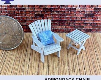 3D Print File for 1:48 Scale (1/4" Scale) Adirondack Chair with Table; STL format Only