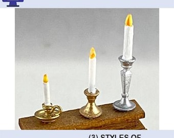 3D Print File for 1:48 Scale (1/4" Scale) Candle Sticks in 3 Styles; STL format Only