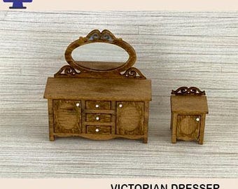 1:48 Scale (1/4" Scale) Victorian Dresser & Night Stand Laser Cut Files (Digital Download)