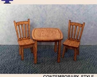 1:48 Scale (1/4" Scale) Contemporary Table & Chairs, Laser Cut Files (Digital Download)