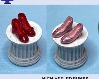 3D Print File for 1:48 Scale (1/4" Scale) Ladies High Heel Shoes in 2 Styles; STL format Only