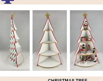 Christmas Tree Shaped Display Shelf for 1:48 Scale (1/4" Scale) Miniatures, Laser Cut Files (Digital Download)