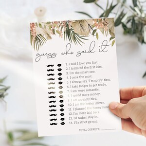 Guess Who Said it, He Said She Said Bridal Shower Game, Desert Bridal Shower, Wedding, INSTANT DOWNLOAD Couples Shower, Printable, bp97