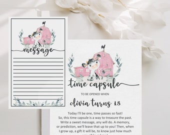 1st Birthday Time Capsule Holy Cow I'm one Girls, Pink Barn Farm Birthday, Any Age + First Birthday, Printable, Cow Birthday Template