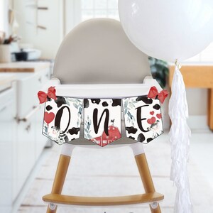 High Chair ONE Birthday Banner, Red Holy Cow First Birthday, 1st Decorations, Boy Holy Cow I&#39;m One Download Printable