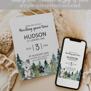 Howling Good Time Wolf | First Birthday Second, Third | Wolf Party Invites | Printable | Boys 1st birthday | Howling Party | Boys Birthday
