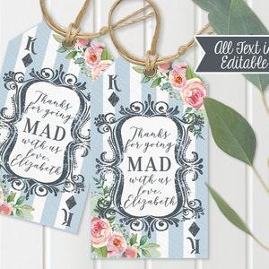 Tea Party Favor Tags | INSTANT Download | Birthday Bridal Shower Favors | Tea | Favor Tags | Tea Party Favors | Alice in Wonderland - C117
