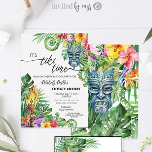 Hawaiian birthday invitation luau aloha tropical invite pool party, Gender Neutral Hawaiian Summer Kid&#39;s Party, any age. Instant access