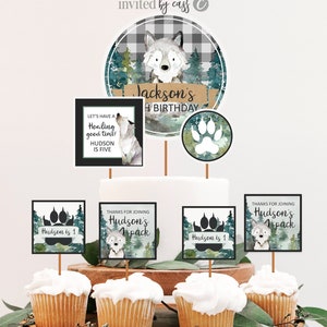Wolf Party Cake & Cupcake Toppers | First Birthday, Second, Third | Howling Good Time Wolf Pack | Printable | Boys birthday | Howling Party