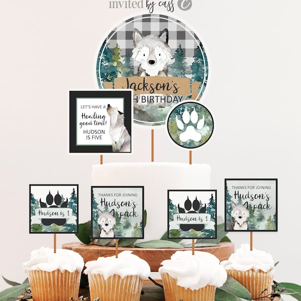 Wolf Party Cake & Cupcake Toppers | First Birthday, Second, Third | Howling Good Time Wolf Pack | Printable | Boys birthday | Howling Party