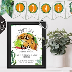 Fiesta Bridal Shower Game - Don&#39;t Say Wedding / Bride Ring Game - printable - ACTUALLY FUN shower games - Taco Bout Love Southwestern TB121