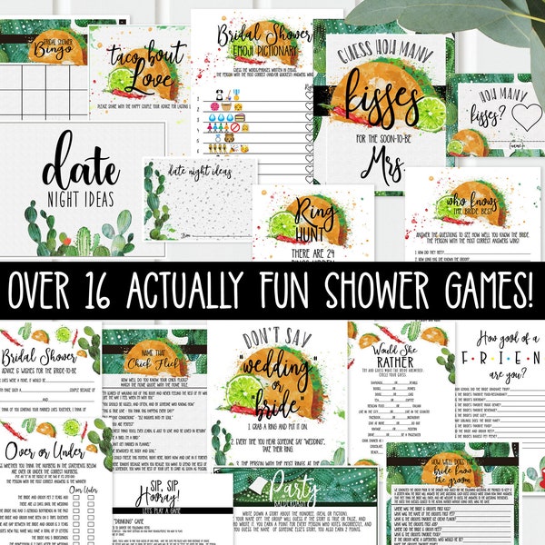 Fiesta Bridal Shower Games - Over 16 - printable - ACTUALLY FUN shower games - Taco Bout Love Bridal Shower Southwestern, Couples TB121
