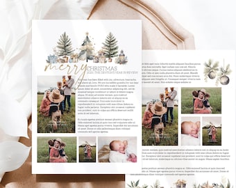 Christmas Family Newsletter Template | Unique Christmas Card Cozy Christmas Trees Year In Review, Holiday Card | Photo Christmas Card