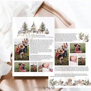 Christmas Family Newsletter Template | Unique Christmas Card Cozy Christmas Trees Year In Review, Holiday Card | Photo Christmas Card