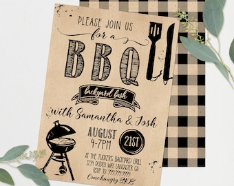 Instant Access, BBQ Invitations, BBQ Birthday, BBQ Party Invitations, Backyard bbq, Barbecue Party Invitations, Housewarming, Rustic Invite