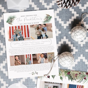 Christmas Family Newsletter Template | Unique Christmas Card Berries Year In Review, Holiday Card | Photo Christmas Card Printable DOWNLOAD