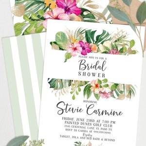 INSTANT DOWNLOAD - Gold Floral Palm Tropical Bridal Shower Invitation - Floral Luau Bridal Shower - Hawaiian Bridal Shower  PL19