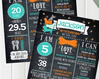 Boys Birthday Chalkboard, First Birthday, 1st 2nd, 3rd, 4th, 5th etc Puppy Dog birthday party, Chalkboard Sign, Birthday Poster