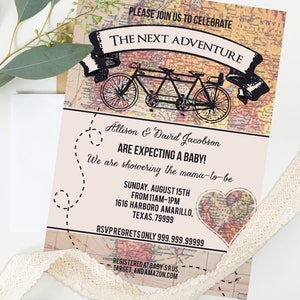 Neutral Baby Shower Invites Rustic Bicycle Vintage invitations Neutral Baby Shower Instant Download image 1