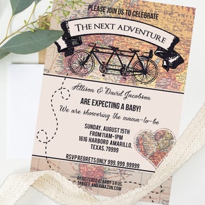 Neutral Baby Shower Invites - Rustic Bicycle Vintage invitations - Neutral Baby Shower - Instant Download
