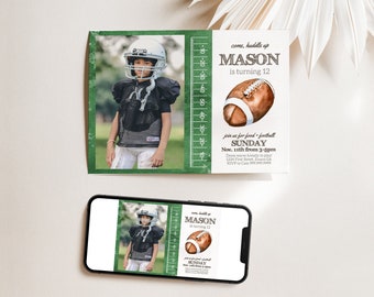 Football Birthday Photo Invitation: Game Time, Tween Sport (Digital Download)