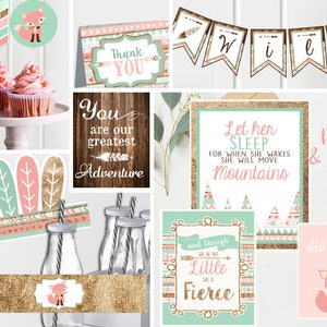 BUNDLE & Save Wild ONE Pink First Birthday Decor Bundle Printable Tribal First Birthday Wild One Birthday Banner Labels Download image 1