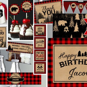 Lumberjack 1st birthday Party - Buffalo Plaid 2nd, 3rd Any Age - Lumberjack birthday - Printable Decor Collection - Instant Download