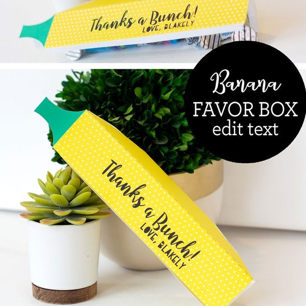 Banana Favor Boxes | INSTANT Download | Birthday Favors | Class Treat Box |  Monkey Jungle Zoo |  Monkey Birthday - MKY13