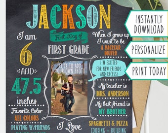 First Day of School Chalkboard, First Day of School Sign, ANY GRADE ...