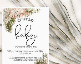 Don't say Baby Shower Game , Desert Baby Shower, Download and print, Easy shower Game, Boho Baby Shower games, bp97b