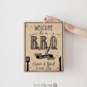 BabyQ Baby Shower Welcome Sign, Gender Reveal, Bun in the Oven, Baby BBQ Poster, DOWNLOAD Country, Rustic, Spring, Summer, Fall, Printable