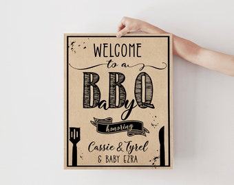 BabyQ Baby Shower Welcome Sign, Gender Reveal, Bun in the Oven, Baby BBQ Poster, DOWNLOAD Country, Rustic, Spring, Summer, Fall, Printable