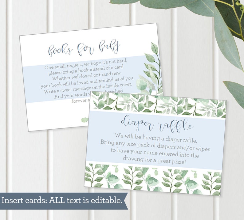 Bundle Baby Boy Shower Decor Shower Games, Printable Blue Greenery Pancakes Baby Brunch, Editable Watercolor, Instant Download DB19 image 9