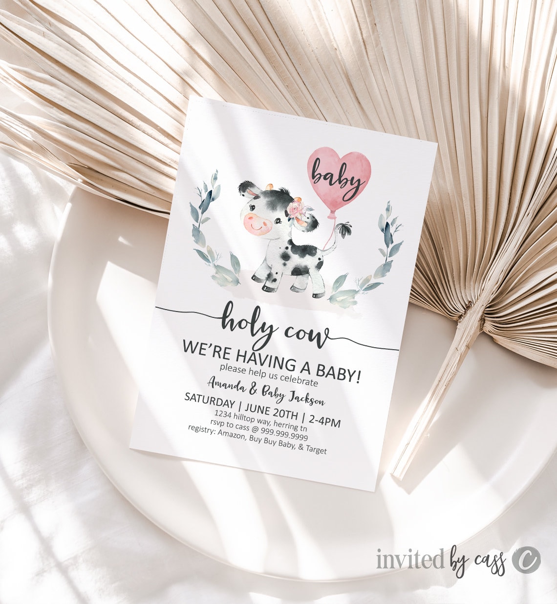 Holy Cow We're Having a Baby Blush Pink Shower Etsy