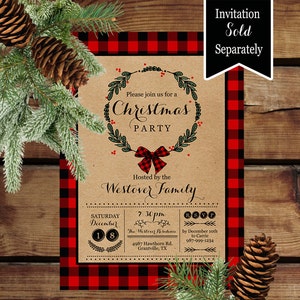 Christmas Printable Decorations Red and Black Plaid Christmas Banner Christmas Decorations Instant Download image 3