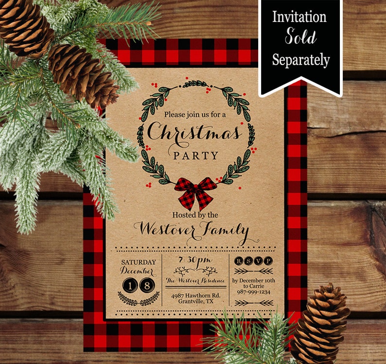 Christmas Printable Decorations Red and Black Plaid Christmas Banner Christmas Decorations Instant Download image 3