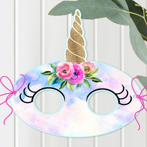 Narwhal Face Mask - Printable - Narwhal horn - With and Without Lashes for boys and girls - Party Masks - Favor- Download Instantly & Print