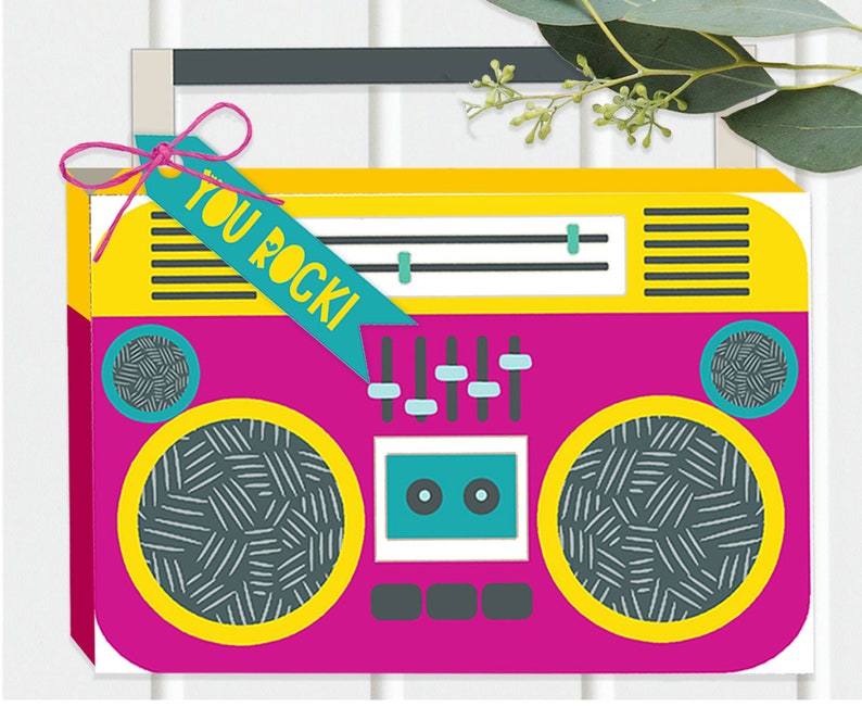 DIY 90's Retro Boombox Gift Card Holder Instant Download Etsy