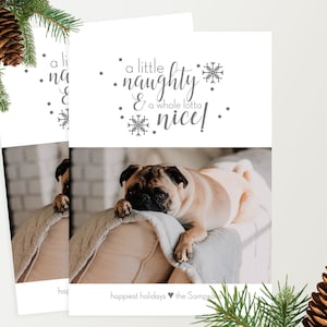 Photo Christmas Card Template: Naughty or Nice Funny Card - Flat - Family, kid, Pet - Christmas Happy Holidays - Custom Photo Card Printable