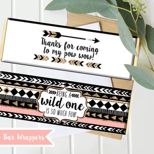 Tribal Wild one Birthday Invites and Decor Printable ANY AGE Pink Black Gold First Second Third Wild One Birthday Instant Download image 4